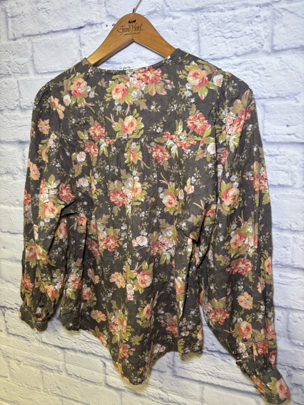 Anthropologie Michaela Floral Swiss Dot Long Sleeve Peasant Top Womens Small - Picture 12 of 15